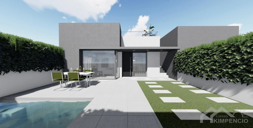 Modern gelijkvloerse villa met solarium en zwembad